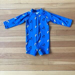 Hanna Andersson Blue Disney Mickey Mouse Long Sleeve Bathing Swim Suit 80 18-24